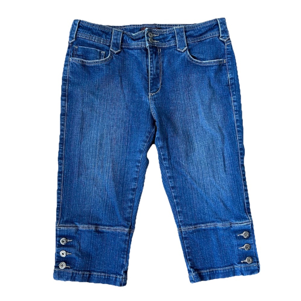 Lee One True Fit Women's Blue Denim Capris Jeans Size 13/14 M